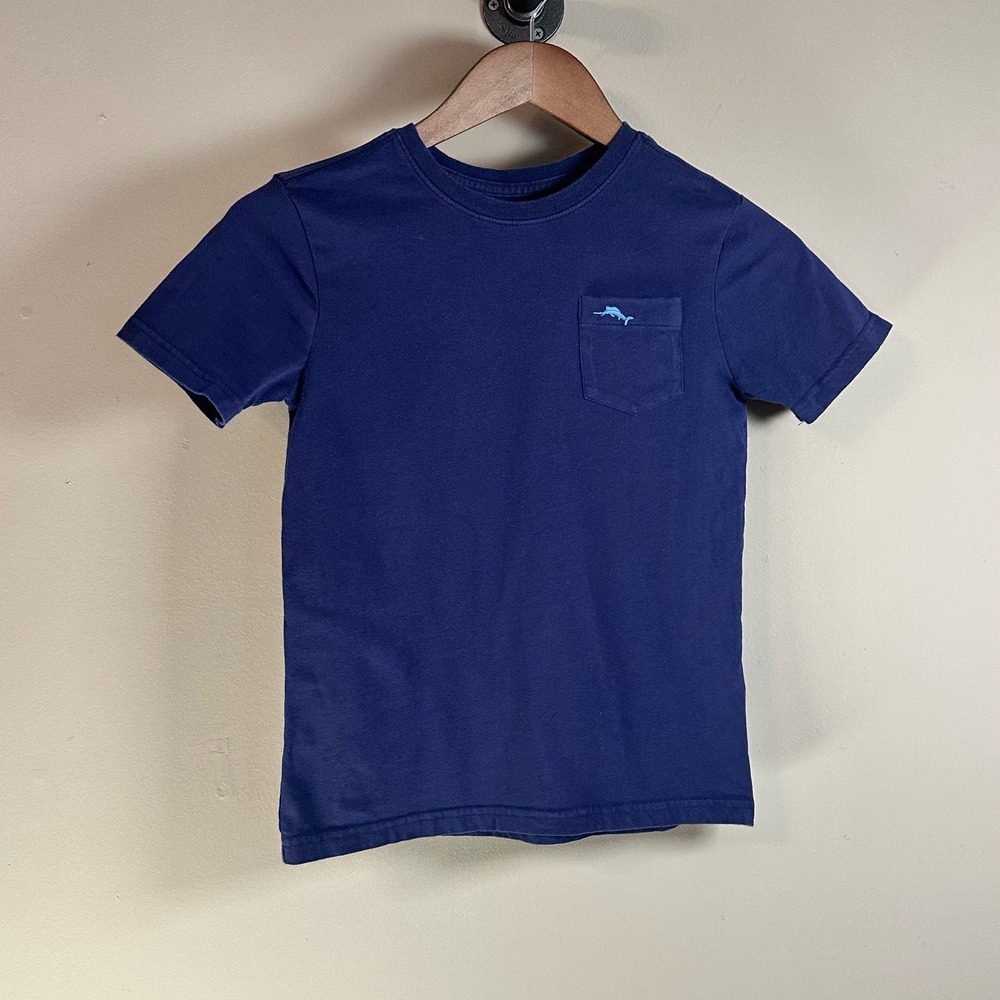 Tommy Bahama Boys Blue Pocket‎ T-Shirt Size M(7/8) Short Sleeve Top